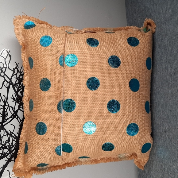 Butterfly Pillow Throw Toss Patio Porch Burlap Metalic Accent Applique - Picture 6 of 9